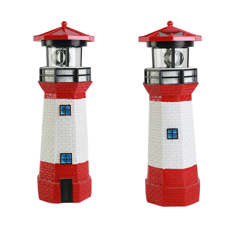 Garden solar light outdoor decoration-garden solar lighthouse with rotating LED light cup for garden terrace rotating lighthouse