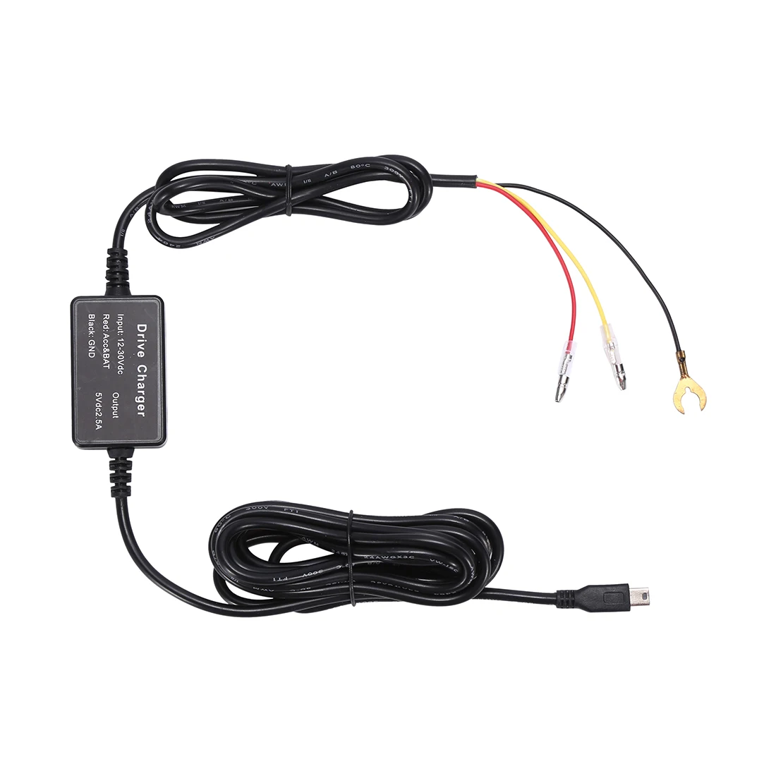 12V-24V DC to 5V DC voltage Regulator With 3.2 Meters Cable 3 lead mini USB Hard Wire Kit For Dash Cam Dash Cam Hard Wire Kit