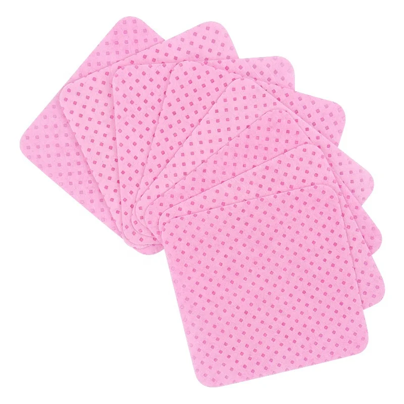 Wholesale High Quality Pink Cotton Eyelash Extension Glue Remover Wipe Makeup Cleansing Adhesive Pads for Beauty Salons
