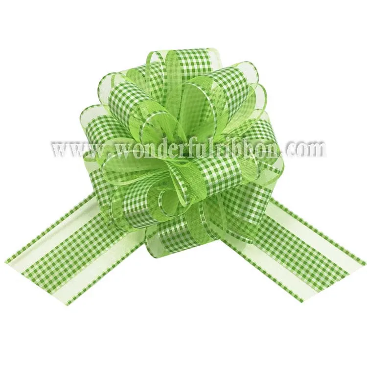 Hot Sell X-mas tinsel Party Decorations Organza Colorful Pull Bow Plastic Wrappers for box Packaging White Color PP Ribbon Bows