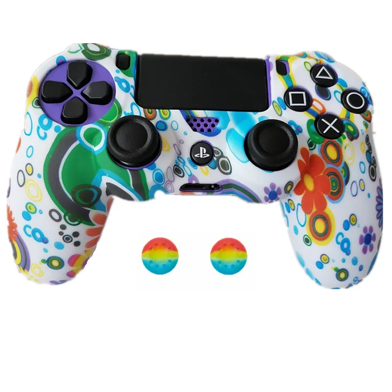 
Silicone Cover Skin Case for Sony Play Station Dualshock 4 PS4 Pro Slim Controller+ 2 Thumb Stick Grips 