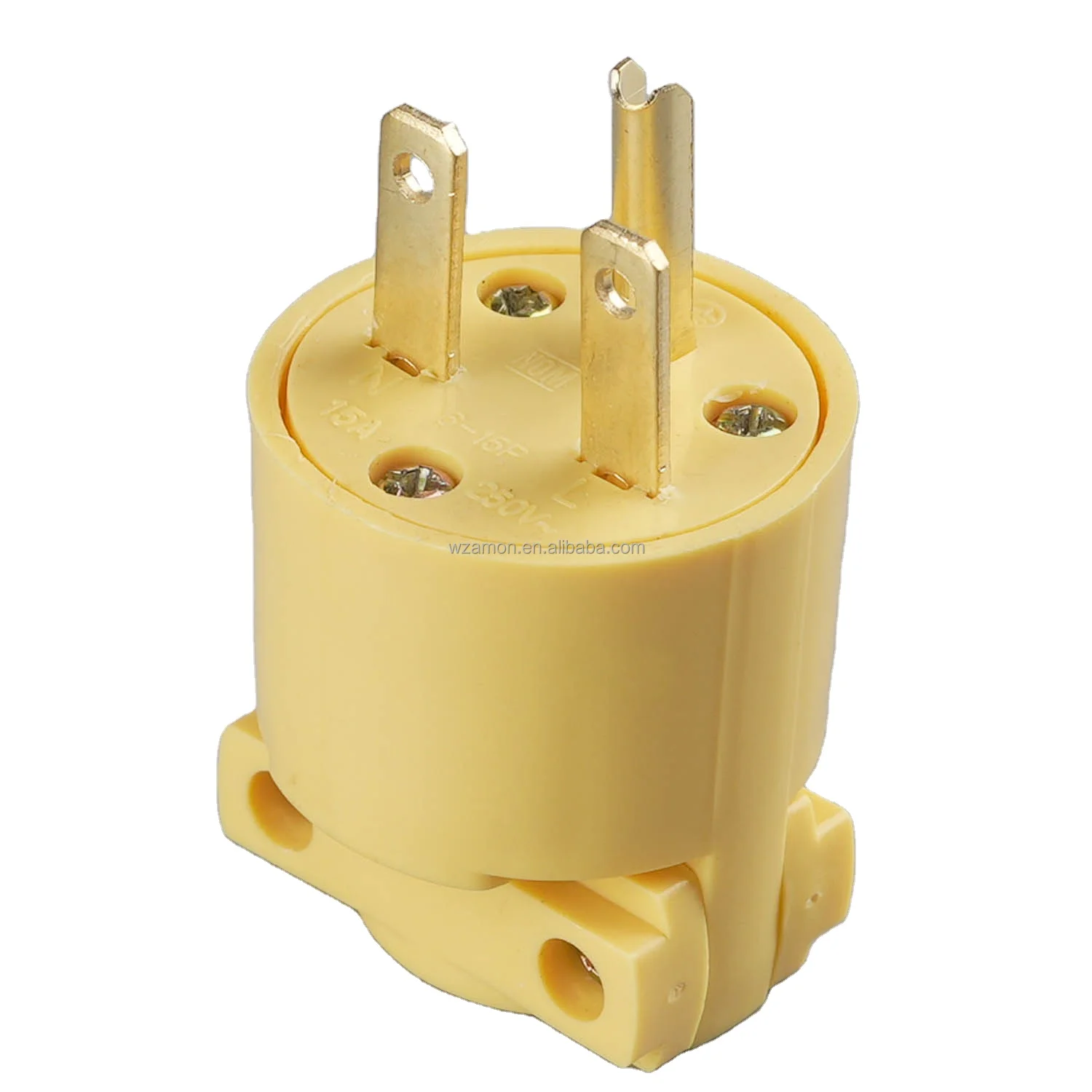 straight blade #18-12 AWG 15A 125V Yellow Brass 6-15P Two pole Three wire Screw Vinyl american standard 110v usa us plug