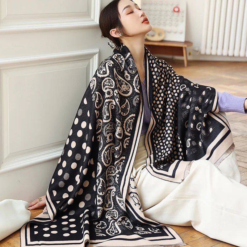 Роскошный зимний шарф в цветочек кешью для женщин Bufanda известные бренды индивидуальные кашемировые шарфы шали женский дизайнерский шарф