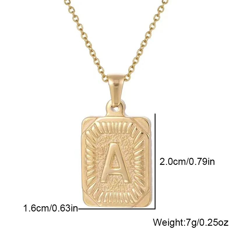 Fashion Gold Plated English 26 Letters Square Pendant Necklace Women Man Hiphop Gold Link Chain Fine Jewelry Ornaments