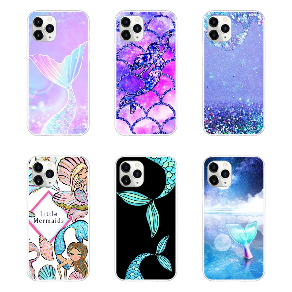 Shock Proof Contracted Fashion Anime Translucent TPU Mermaid Tail Scale Phone Case For iPhone XS  For OnePlus 8 Pro