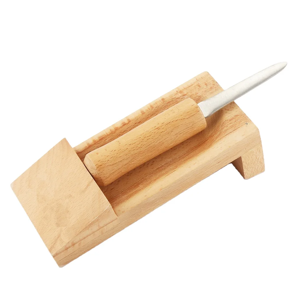 The Easy Seafood Opener Shucking Tool and Clam Opening Knife with Wood Handle Gift Set