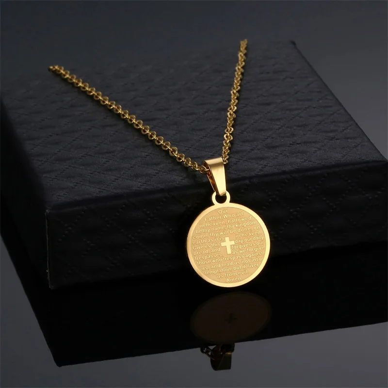 Wholesale Fashion Simple Round Pendant Necklace Letter Cross Necklace Jewelry Gift Accessories
