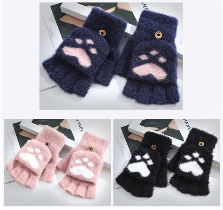 Красивые вязаные теплые зимние перчатки HEFT BOOOGE с открытыми пальцами