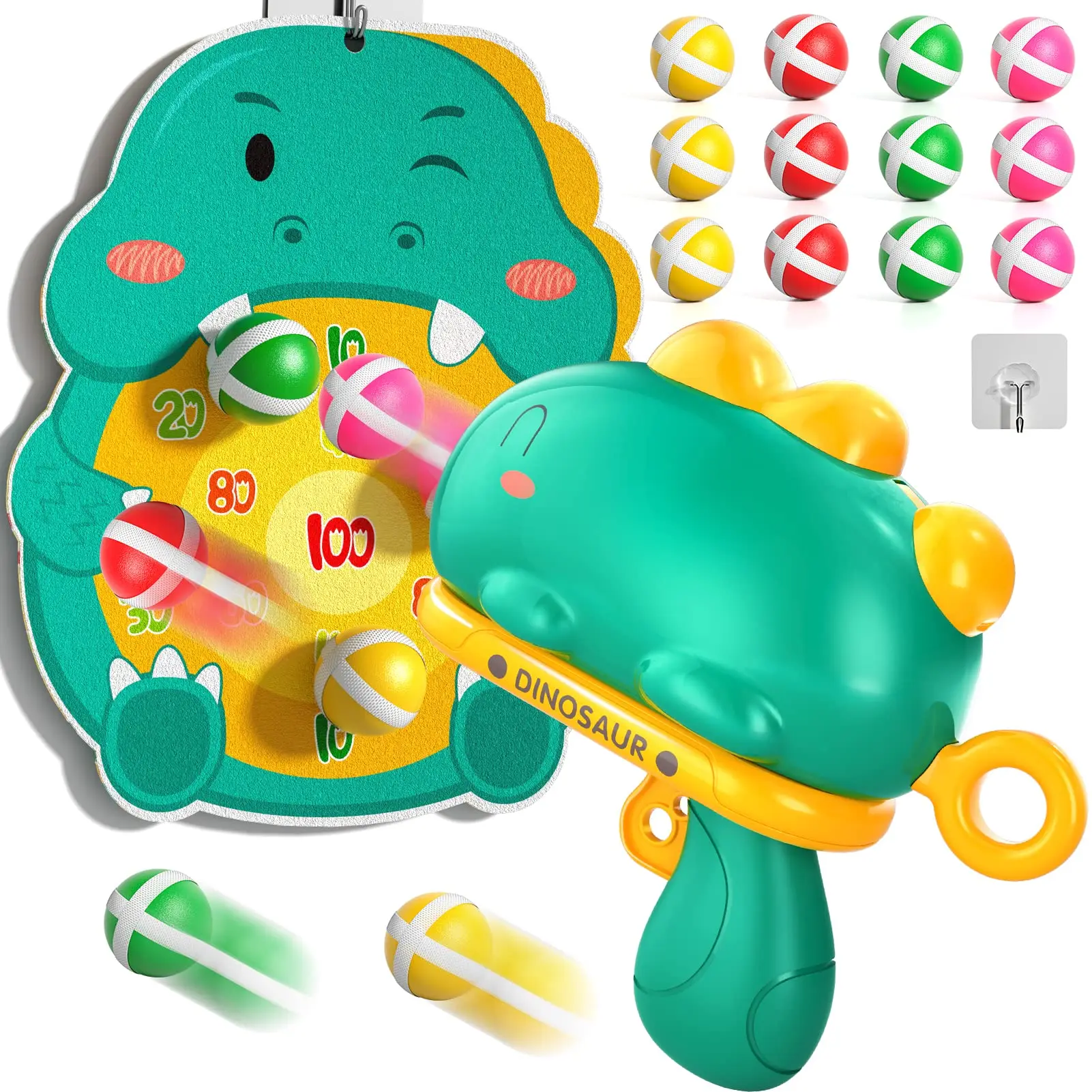 Tommabo Dinosaur Dart Board Outdoor Toys Dart Board for Kids Boys Dinosaur Shooting Game with 12 Sticky Balls