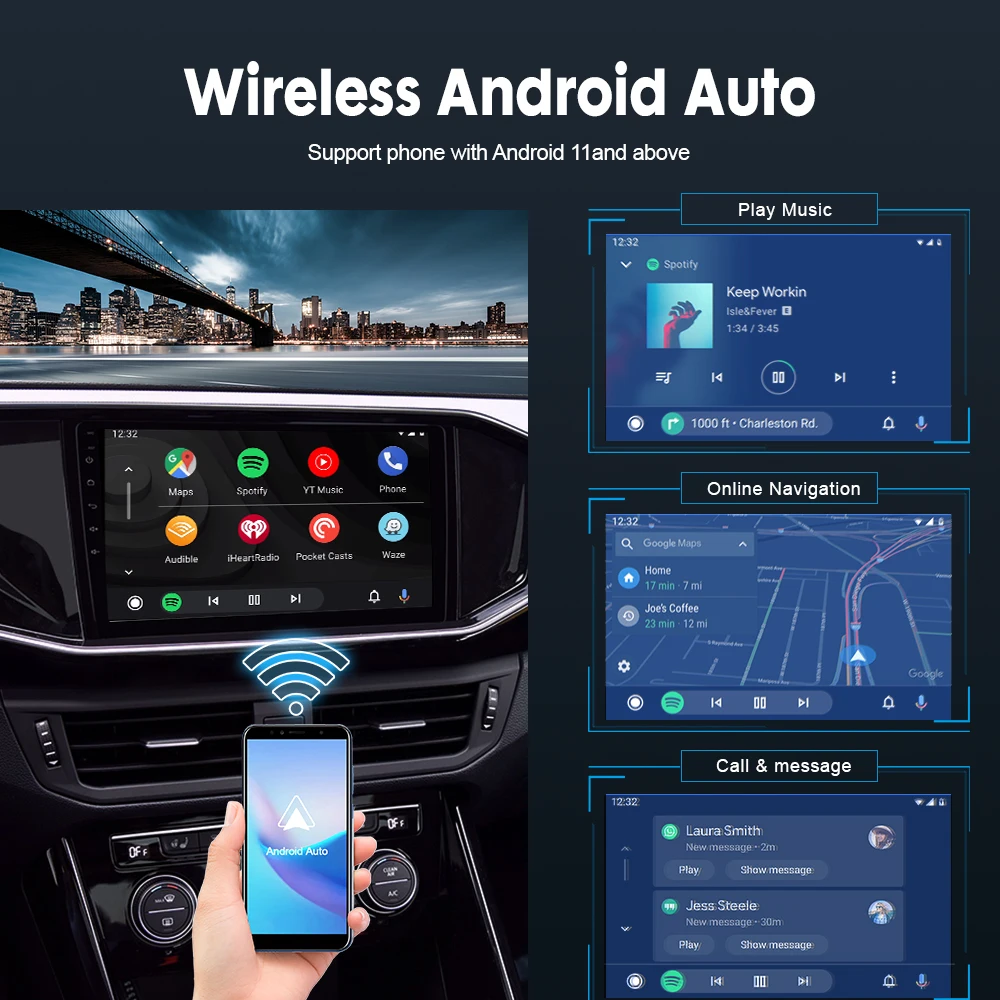 Carlinkit Aftermarket Android Auto Car Screen Mirrorlink Smart Ai Box Wireless Carplay Support More Apps Usb Plug And Play