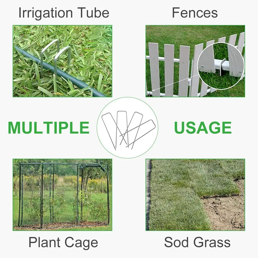 Garden Landscape Staples Galvanized Pins Lawn Stakes for Weed Barrier Ground Cover