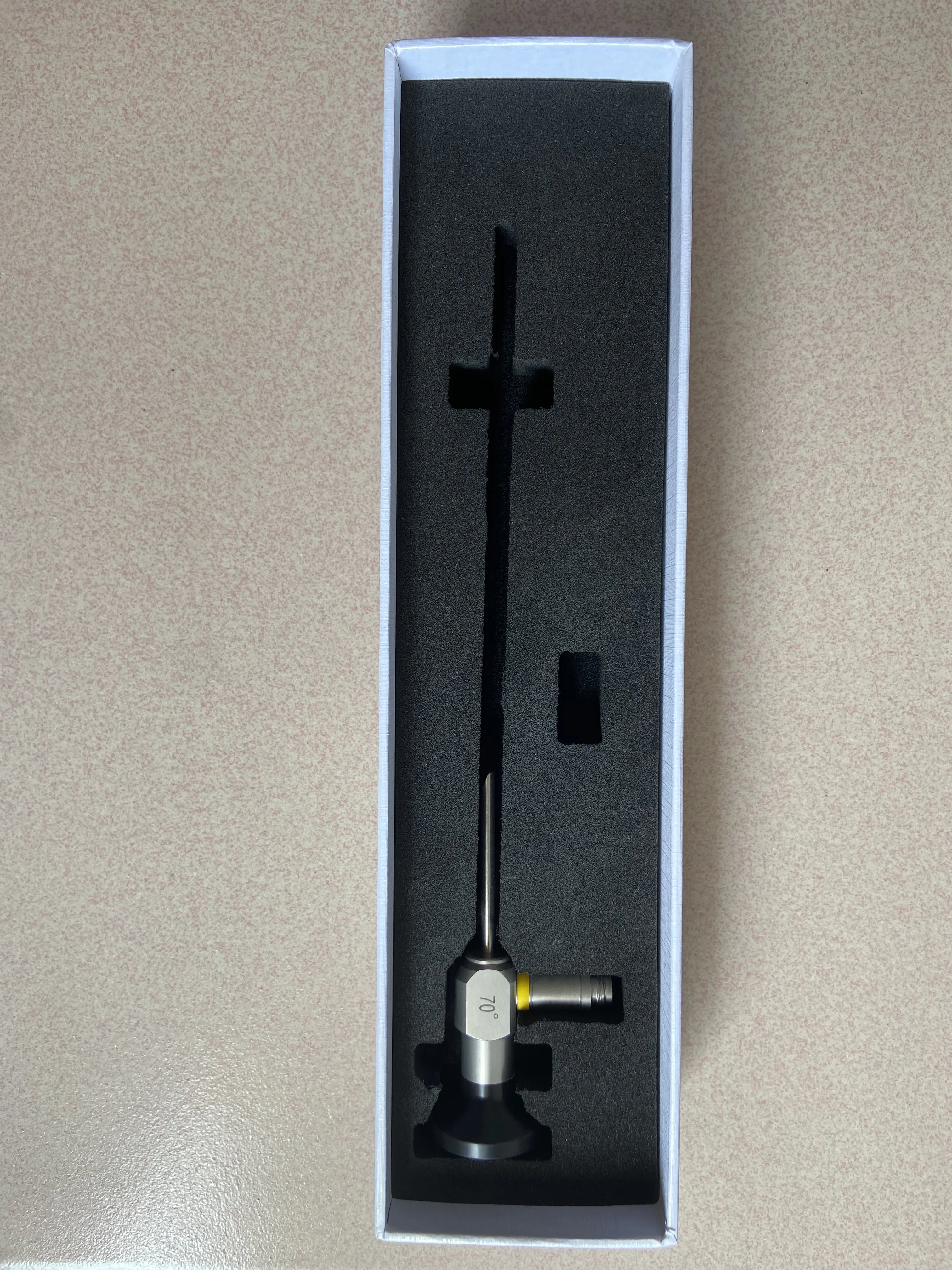 Handheld rigid ENT optical otoscope with 50mm working length, 70 degree view angle, 4mm diameter