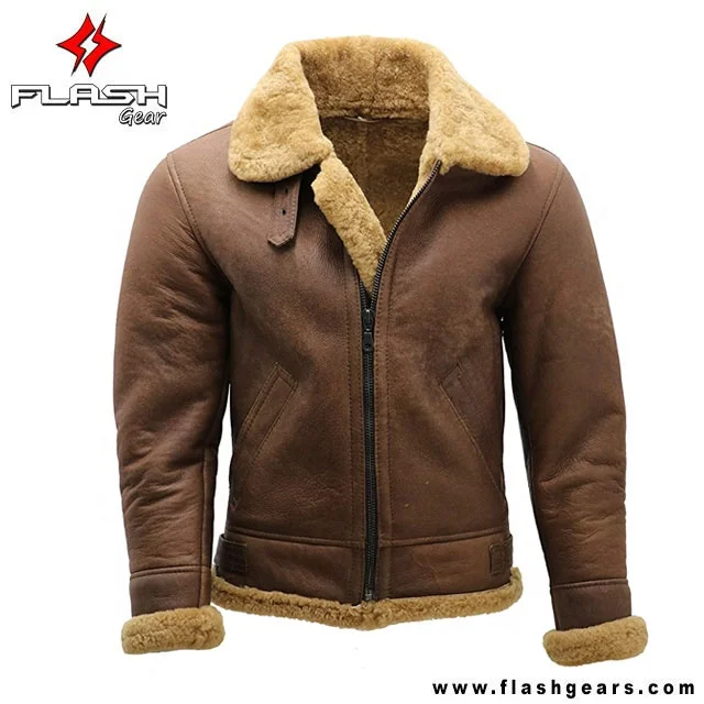 2022 New Fashionable Shearling Sheepskin Leather Jacket for Men Customized Logo Genuine Leather Casual Style with Zipper Closure