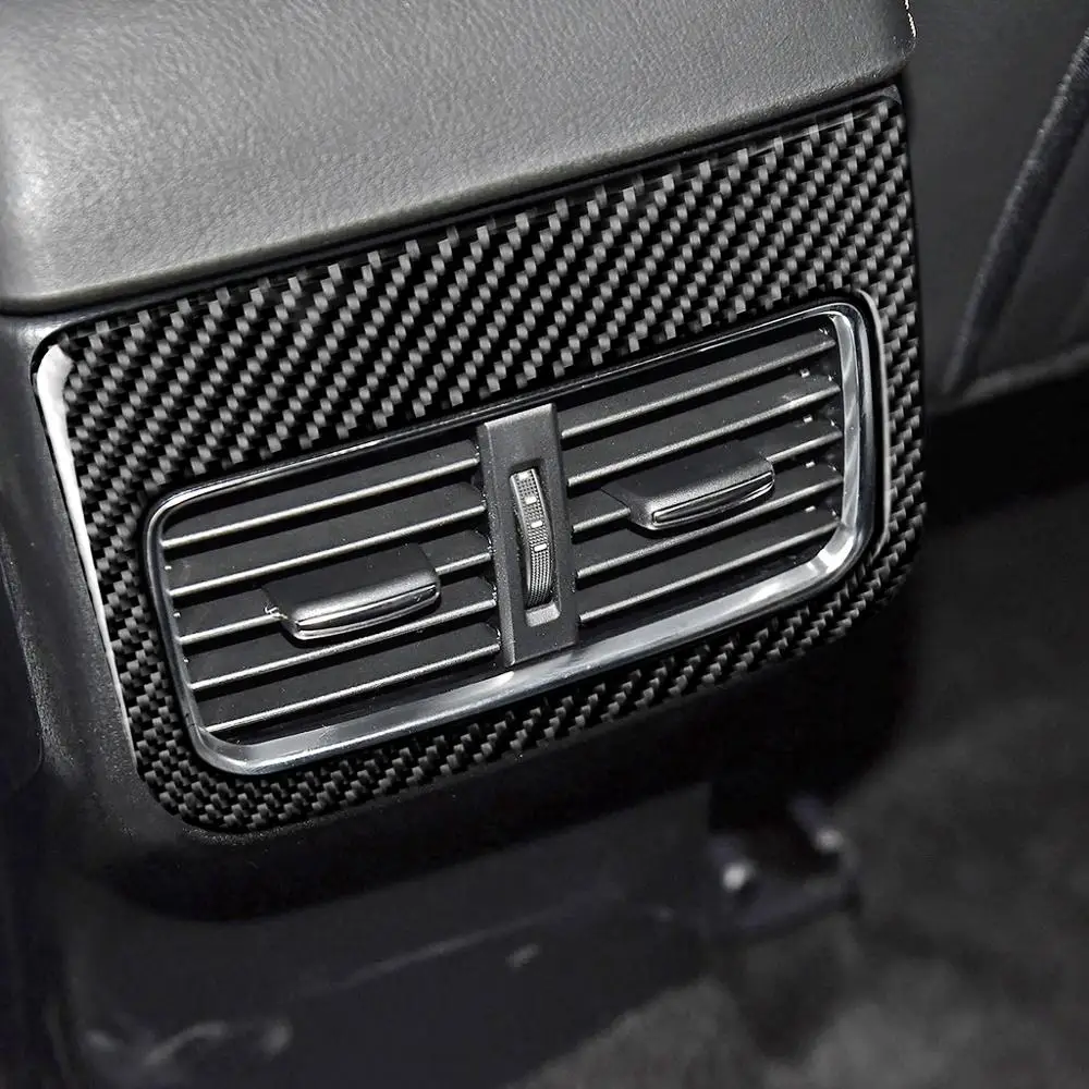 Car Interior Accessory Real Carbon Fiber Rear Air Outlet Cover Trim Sticker For 17-18 MazdaCX5