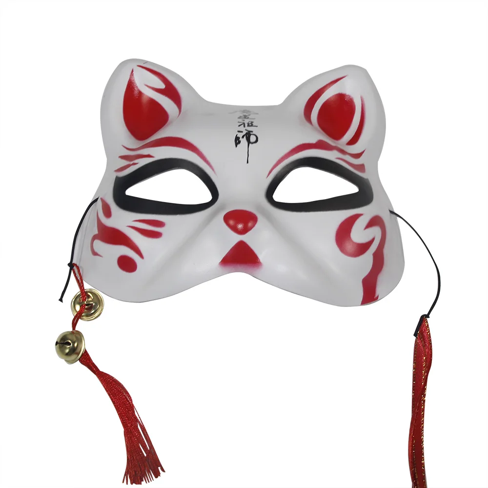 Customized style diy handmade personalized design party holiday wedding bells tied fox white 3d mask