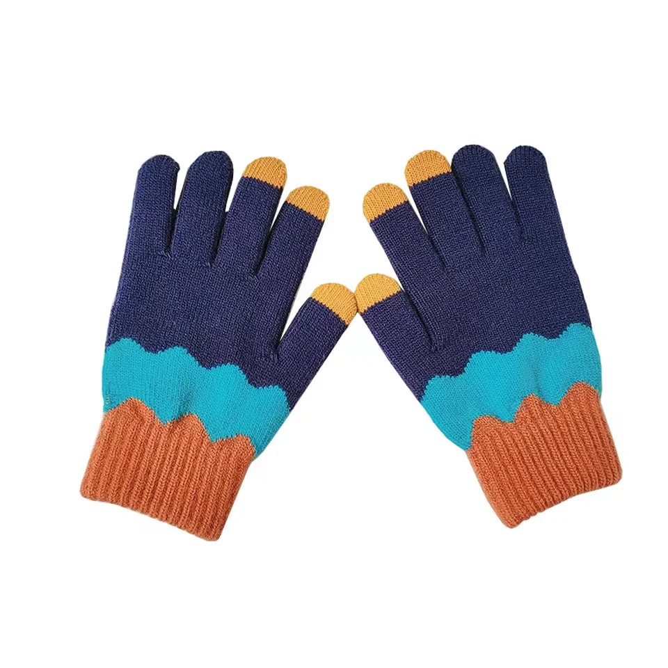 Wholesale cute printing Warm Acrylic women winter touch screen gloves