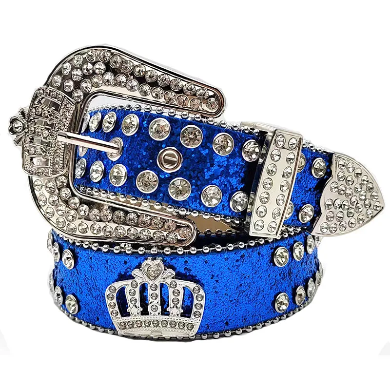 New rhinestone belt  with Royal crown buckle  for Jeans Pants