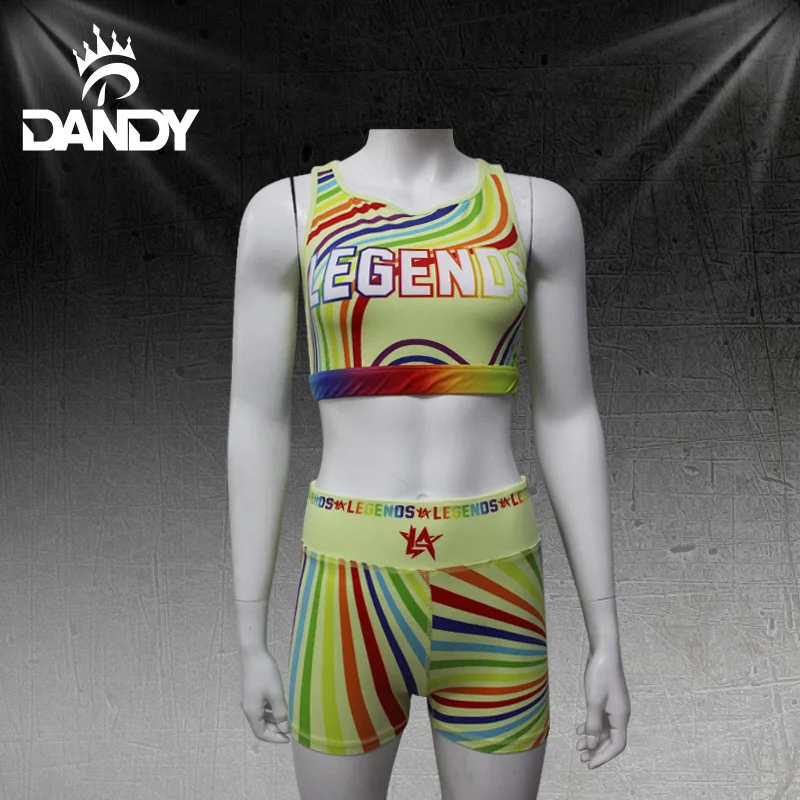 New style cheerleading training gear plus size cheer bra and shorts dance wear for girls