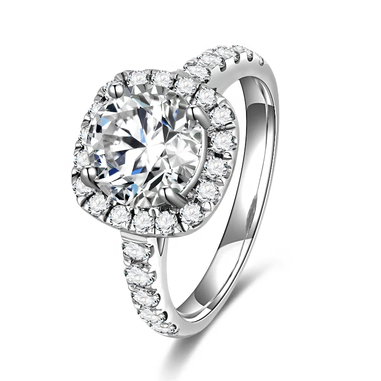 Megan high quality Manufacturer Direct Sale 925 Sterling Silver Ring  Moissanite Women Jewelry Gift Custom lux square TRENDY OEM