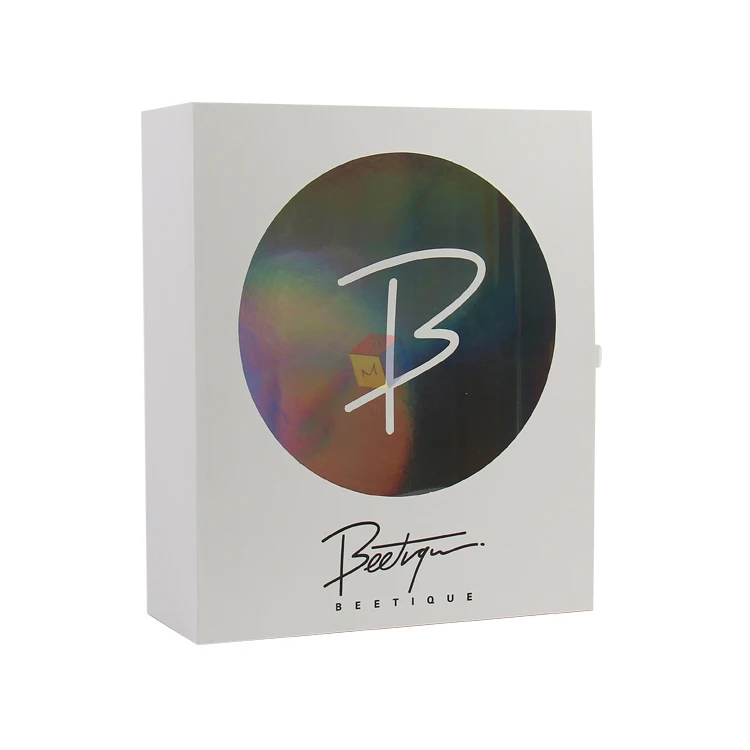 top quality paper sliding holographic gift see through packaging boxes with window