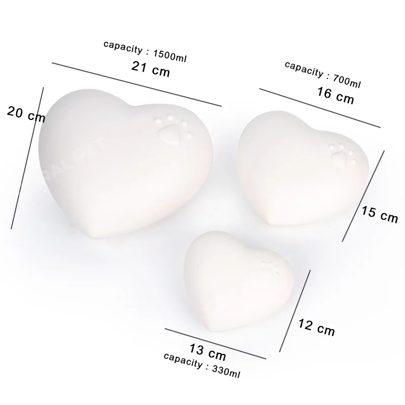 heart urn pet cremation ashes ceramic heart shaped urn white  paw print heart pet urn