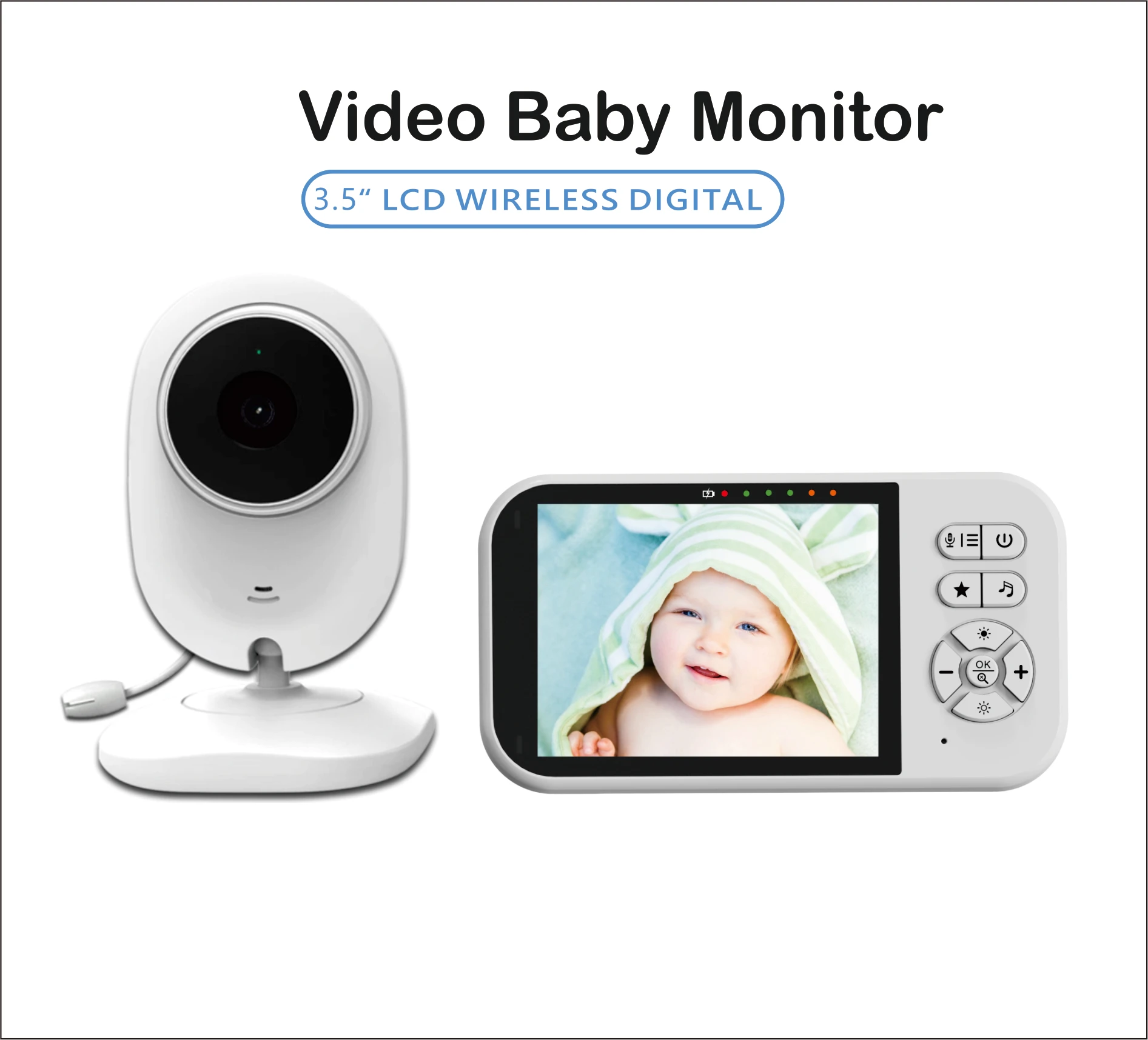 Low price hot video audio baby monitor with temperature and night vision function