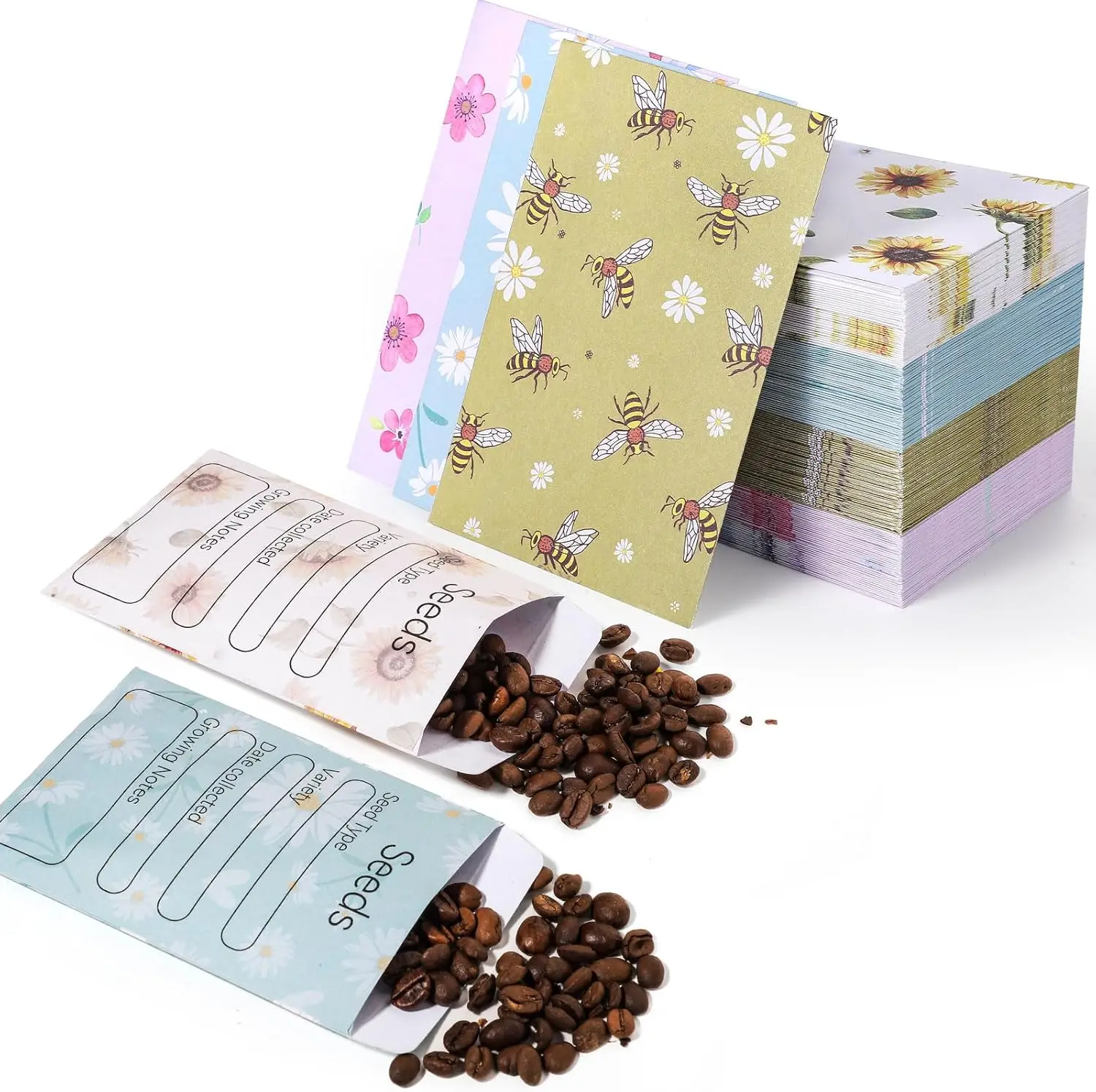 Wildflower Seed Packets Small Coin Storage Kraft Flower Seed Envelopes for Office Baby Shower Wedding Gratitude Gift