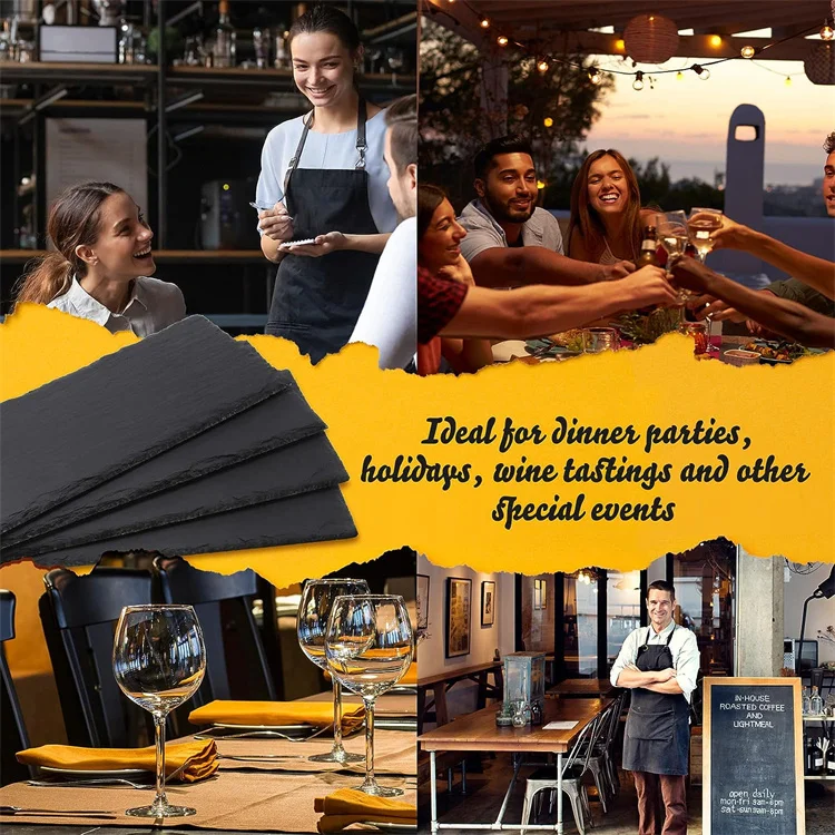 Slate Serving tray Natural Slate Dinner Plate Rectangle Black Stone Plates For Tableware Cheese Board Cheese Plates Fruit Slates