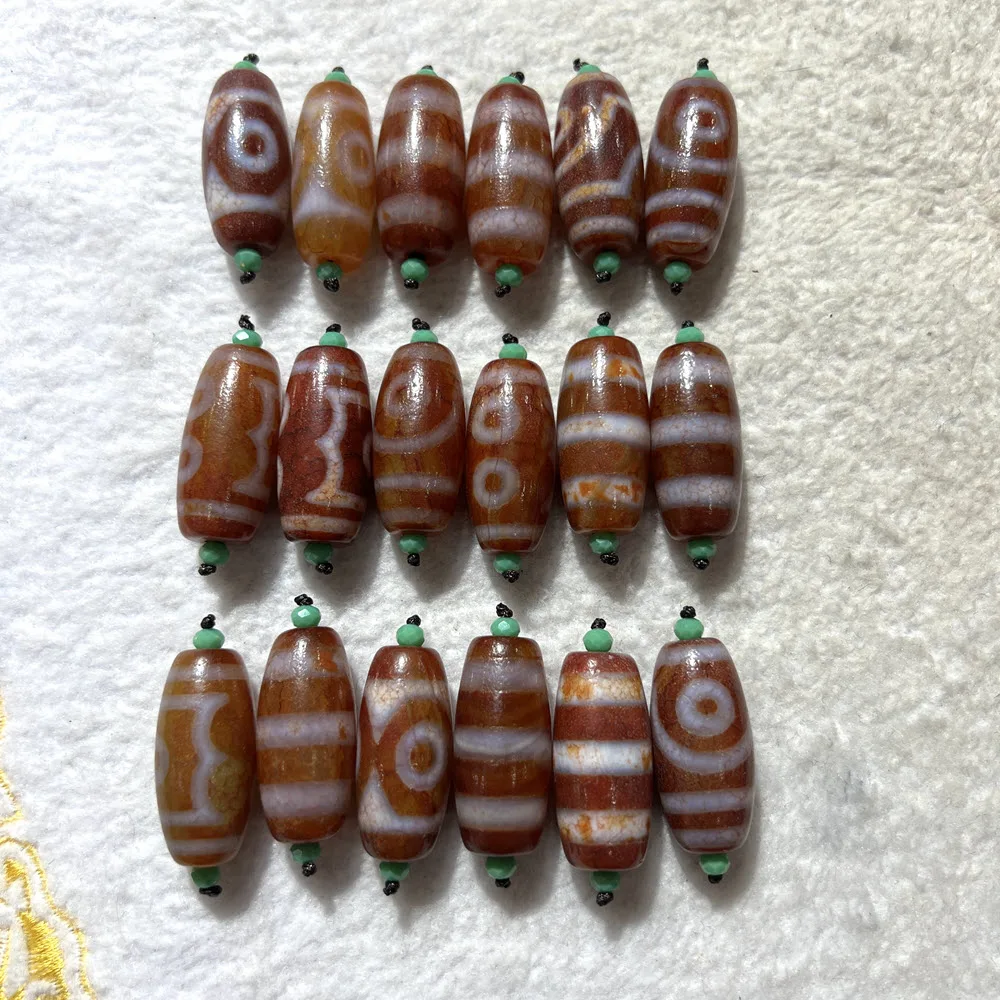 Wholesale 15x30mm Red Tibetan Ancient Dragon Vein Eyes Oval Shape Old Beads Antique Tibetan Agate Beads For Bracelet Making