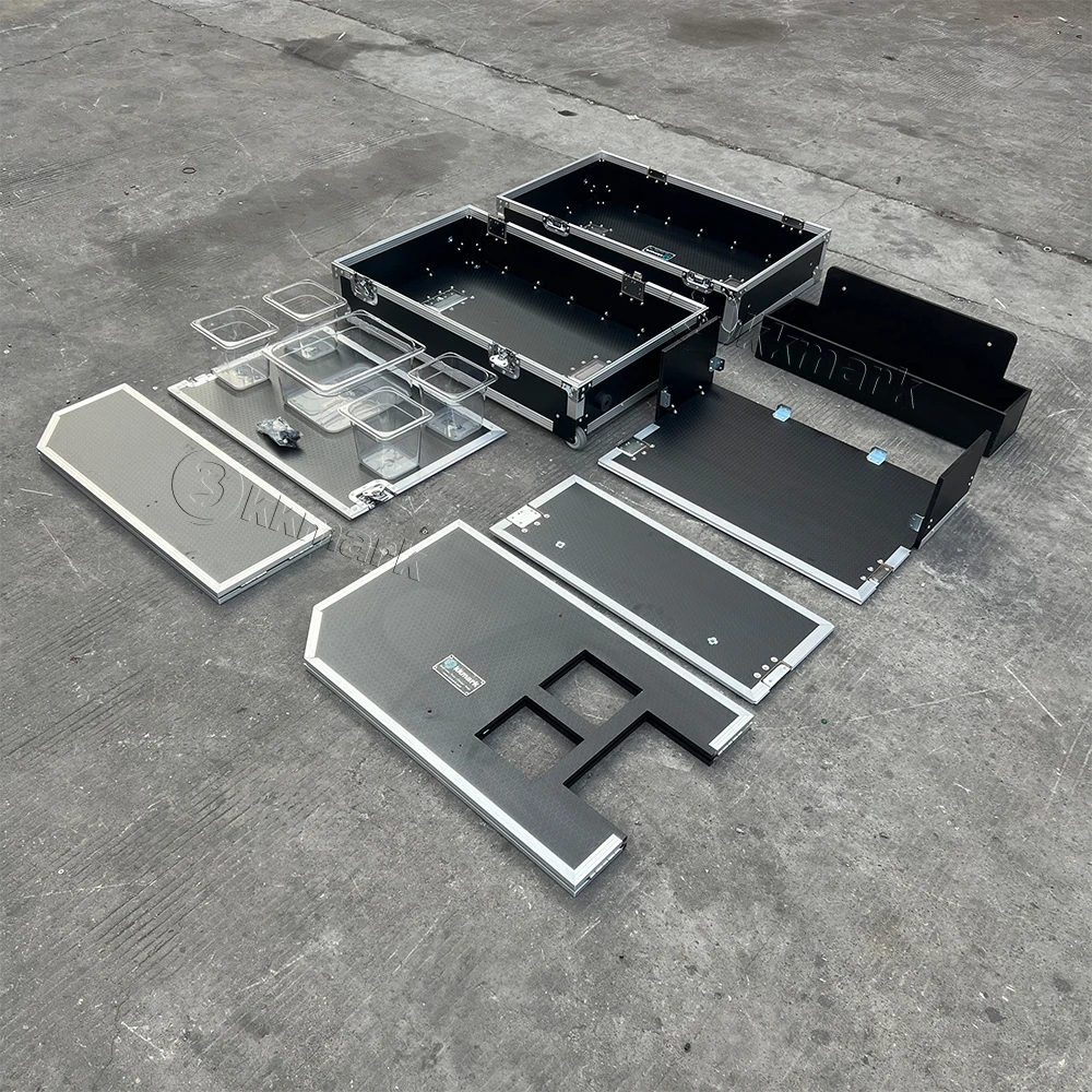 KKMARK Customized Detachable Mobile Bar Flight Road Case - Portable Rolling Bar Case for Events, Weddings, and Outdoor Parties