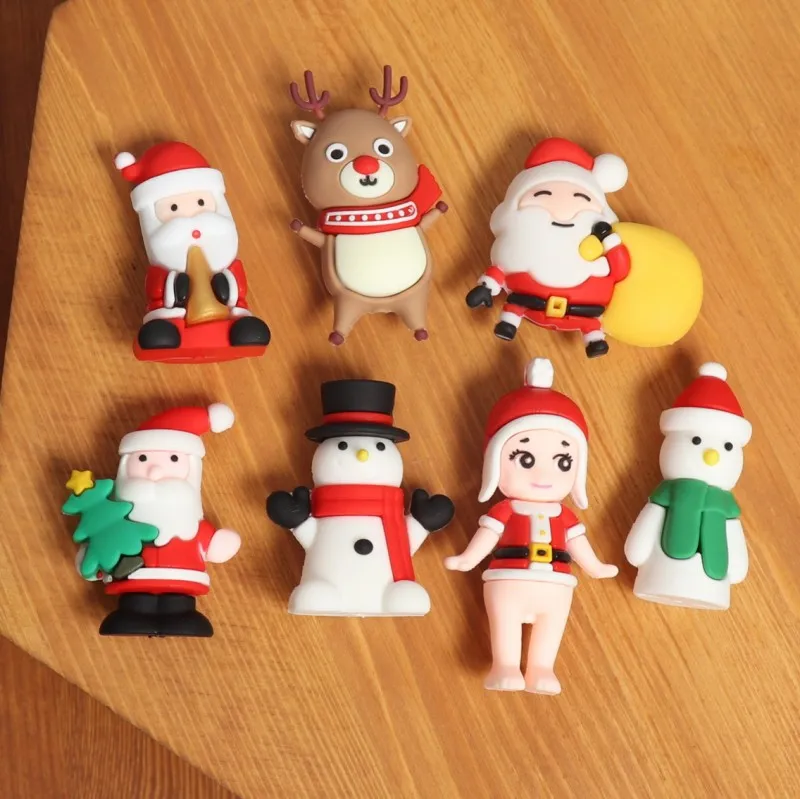 Christmas party decoration hot sale baking festival pvc dessert cupcake ornament toy 3d green tree christmas cake topper