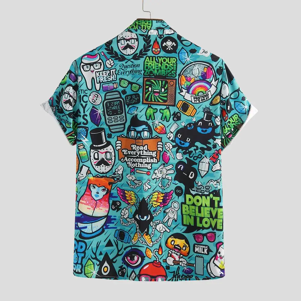 Мужская пляжная рубашка с отложным воротником и короткими рукавами