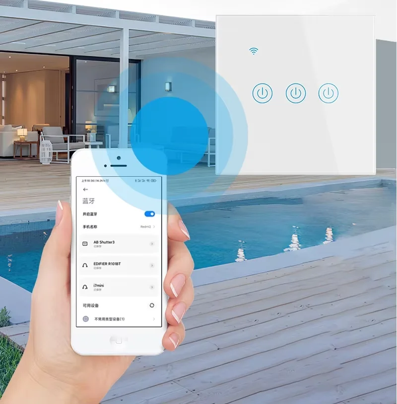 Lifelibero Voice Control WiFi 600w Touch Panel Tempered Glass Smart Home Light Switch 3Gang For  Bedroom