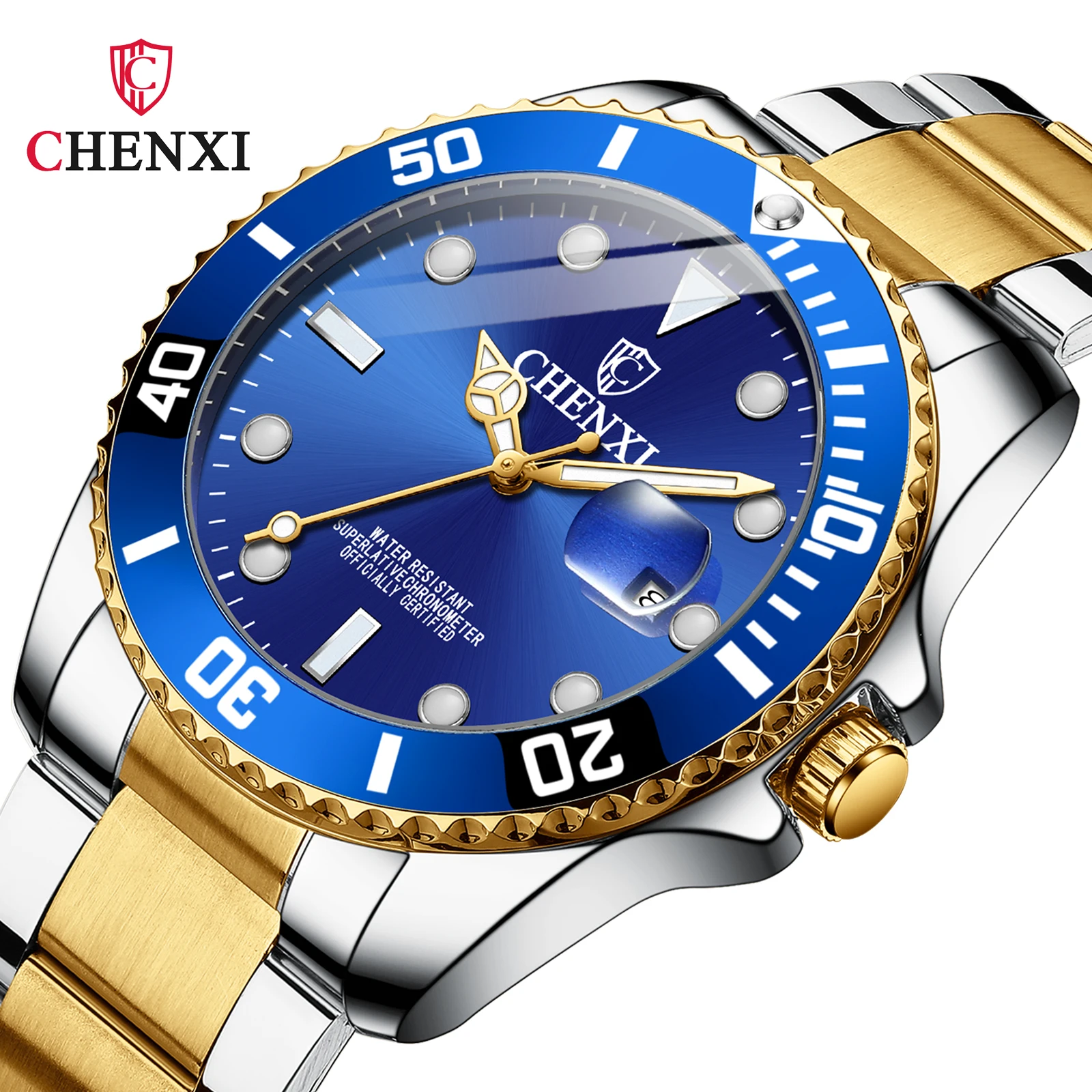 CHENXI Watch For Men 085 Fashion New Arrival Stainless Steel Waterproof Quartz Watches Sport Luminous Calendar Mens Bracelet