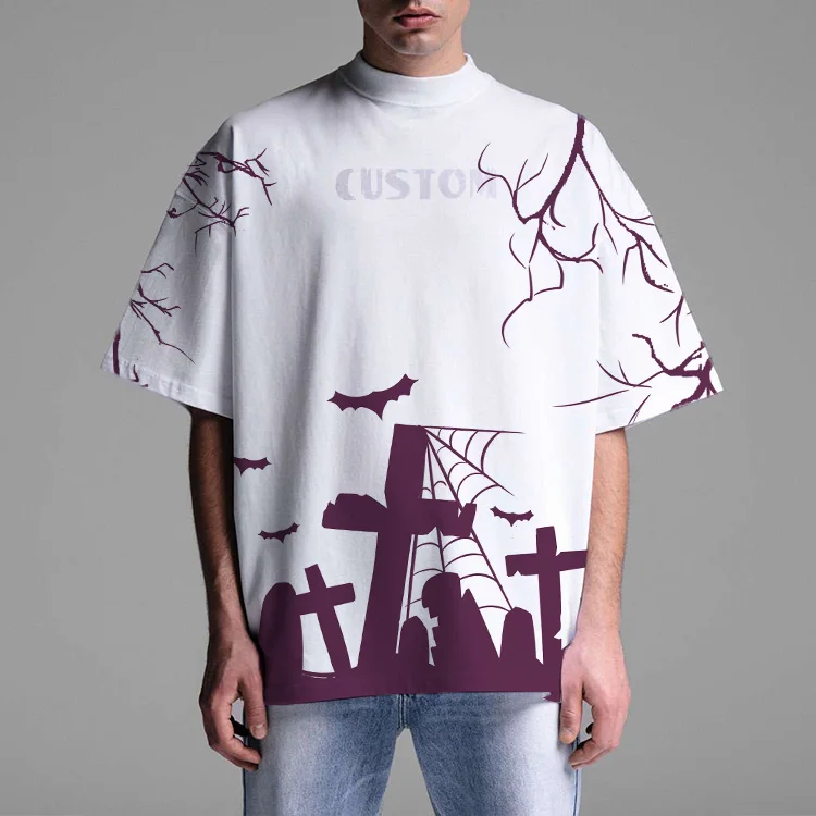 Branded Thick 95% Cotton 5% Elastane Quality Streetwear Custom Full Color Screen Print 3d Men T Shirt