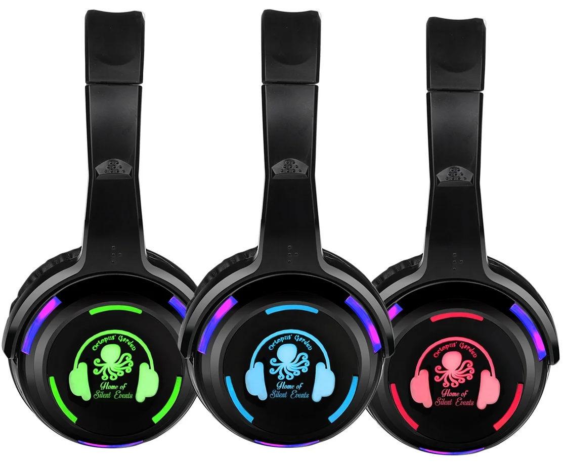 Best Selling LED Light Rechargeable Wireless Silent Disco Headphones 3 to 5 Channels Wholesale Hot