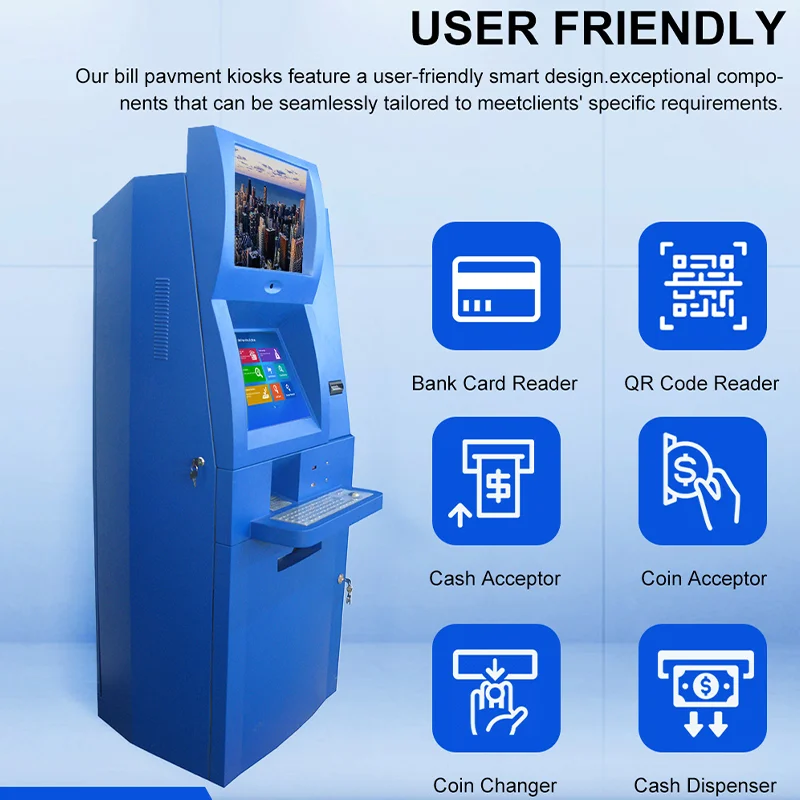 Hospital Self-Service Intelligent Terminal Kiosk Self Service Cash Payment Kiosk with cash dispenser