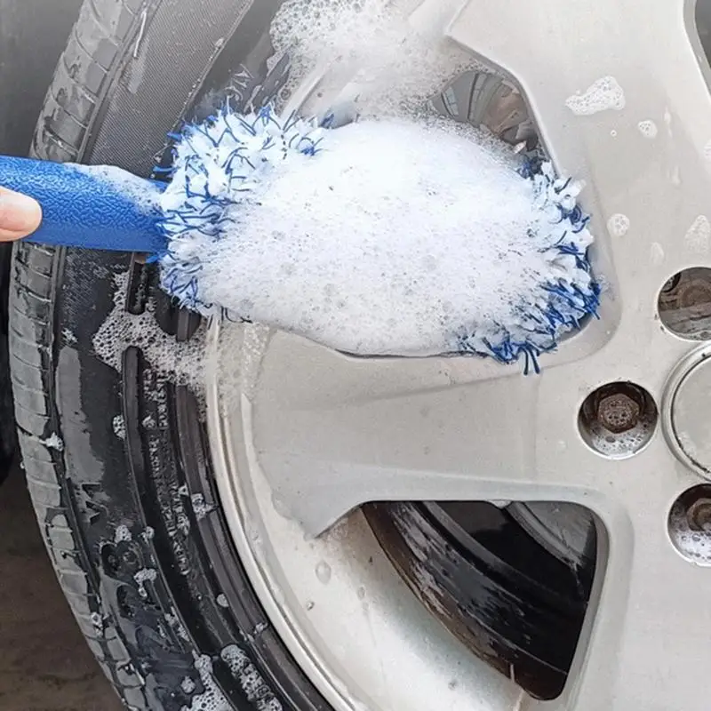 Premium Wheels Brush Non-Slip Handle Easy To Cleaning Rims Spokes Wheel Barrel Car Accessories Car Wash Super Brush Plush