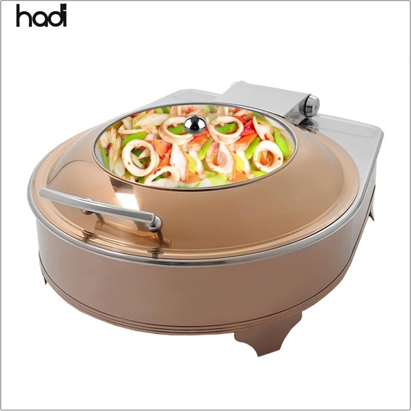 Hotel Supplies Wholesale Catering Serving Dishes square Buffet Bain Marie Rose Gold Chaffing Dish Food Warmer