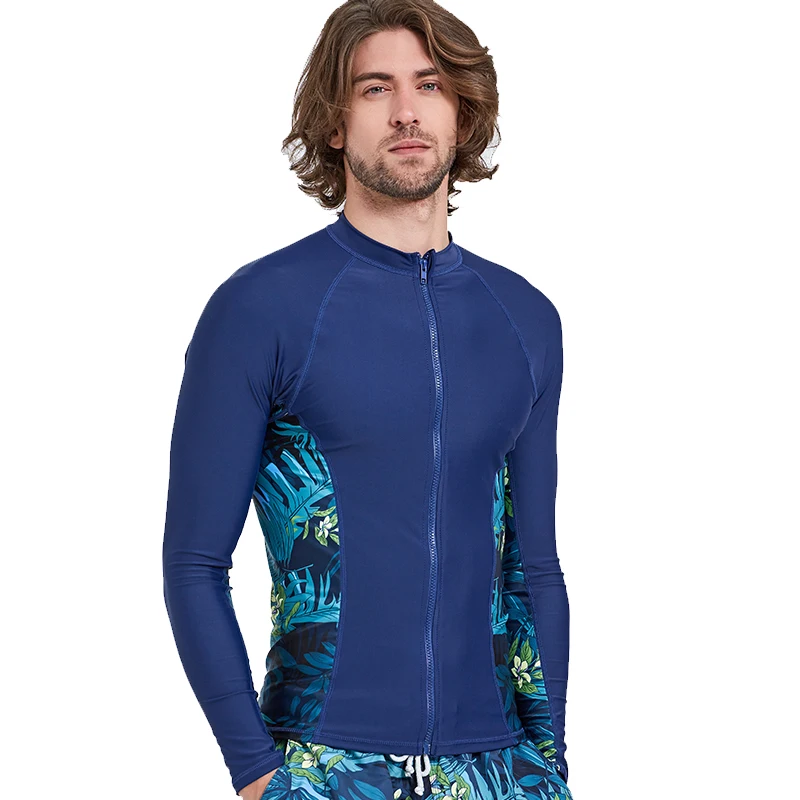 Быстросохнущая плавательная рубашка с длинным рукавом, устойчивая к хлору Upf50 + Rashguard, Мужская одежда для серфинга