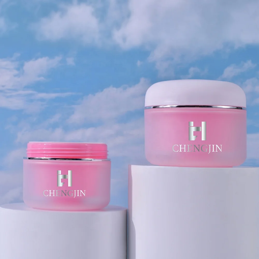 Empty Beauty Cosmetic Skincare cream Container 30g 50g 100g 150g Pink Double Wall PP Plastic Cosmetic Jar with Silver Edge