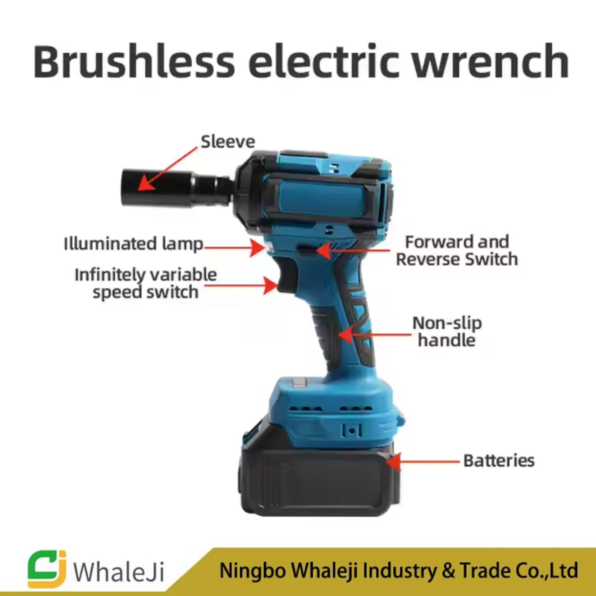 High Quality 21V Brushless Rechargeable Lithium Battery Wrench Power Tool with High Efficiency Motor