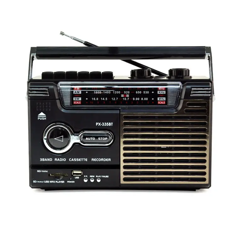 Vofull Portable Wood Grain Finish Retro Stereo Cassette radio Am Fm Sw Recorder Radio