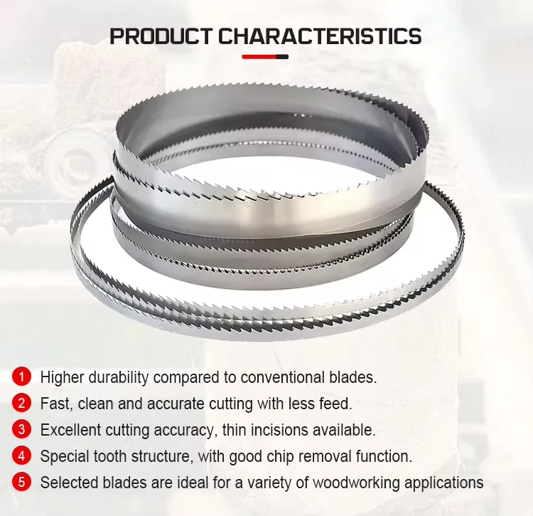 Premium Quality Industrial Grade TCT Bandsaw Blade Carpentry Woodworking Laser Welded Steel White Finish OEM Hard Wood Cutting