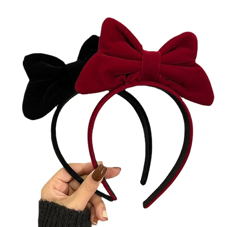 Young Girls Party Hair Accessories Big Bow Hairband Black and Red Color Lovely Princess Bow Headband