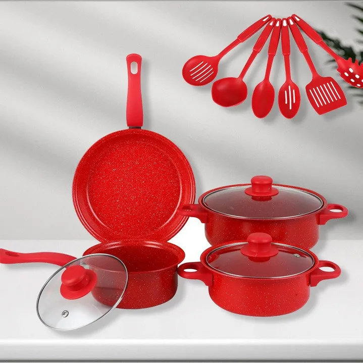 Wholesale Medical stone pot 13 pcs Pots  set electric stove universal non-oil smoke non-stick kitchen cooking kitchenware set
