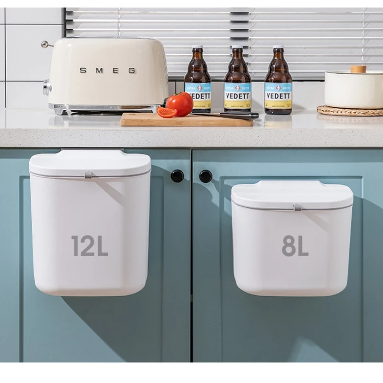 Household Plastic mini Rectangle Hanging Recycling Trash Can Garbage Bins Storage Bucket for Kitchen