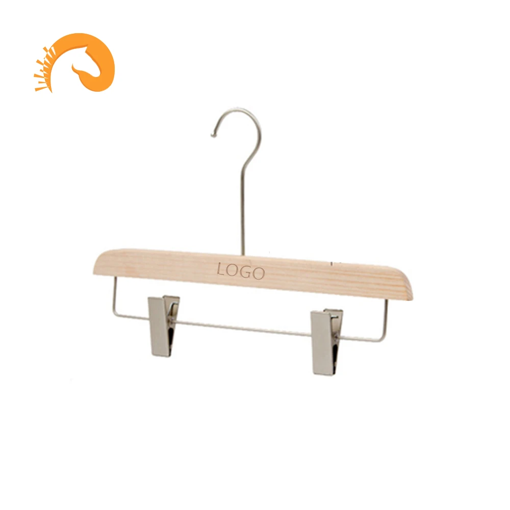 Commercial non-slip trousers clips natural wooden pants clips hangers support LOGO custom with factory price