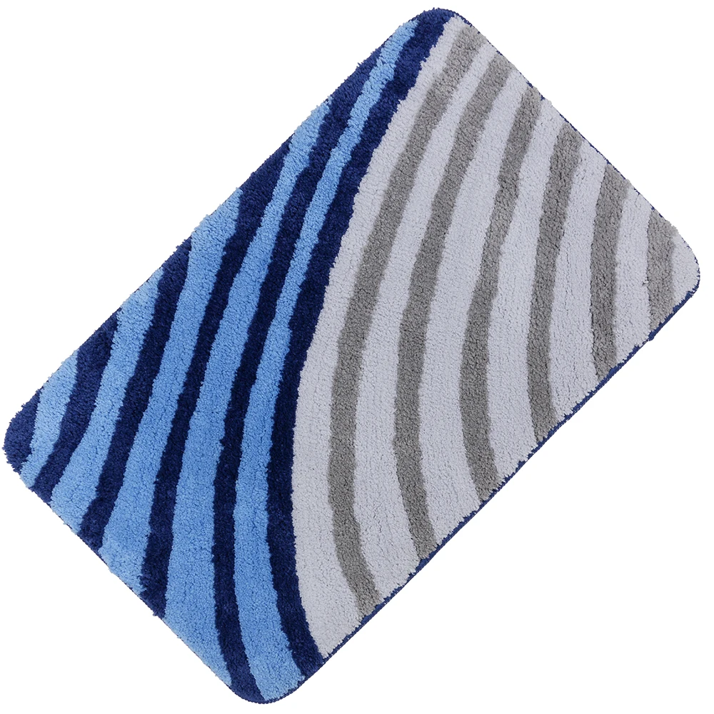 Striped Small Machine Jacquard Rugs Non-slip Absorbent Floor Mat Microfiber Backing Latex tufted bath mat