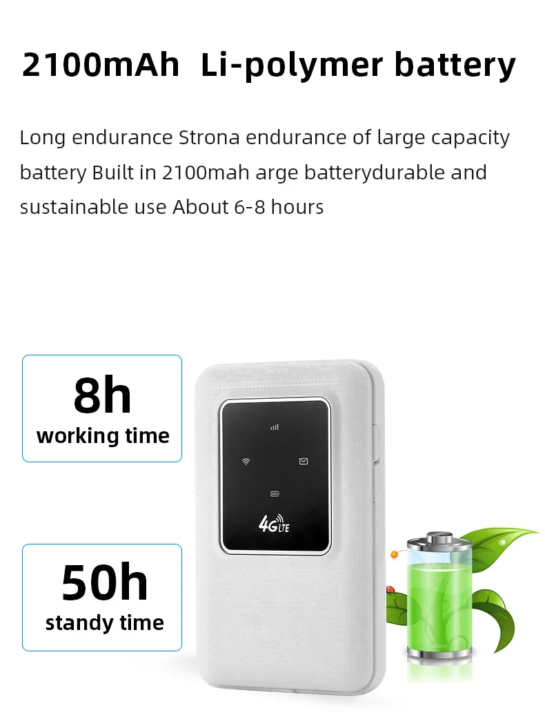 TUOSHI 4G Hotspot Router Mobile150Mbps WIFI 4G LTE Router Pocket Mobile Hotspot For Travel 2100mAh Battery High Speed Internet